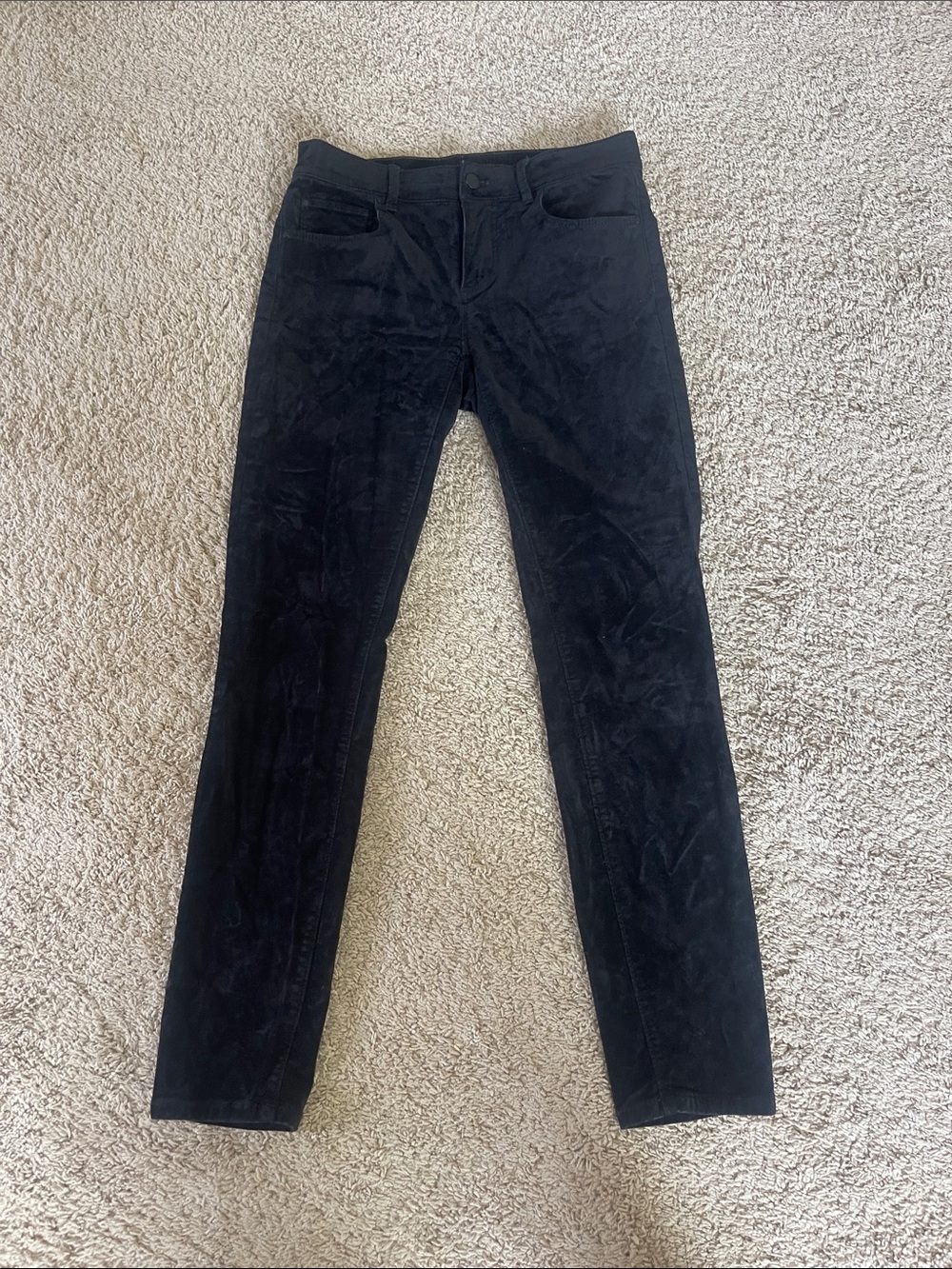 Ann Taylor Black Velvet-Effect Trousers